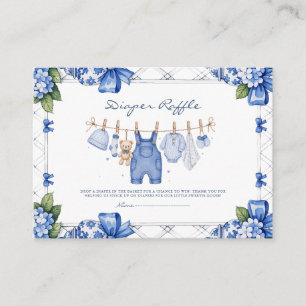 Chinoiserie Blue Jean Denim Windel-Raffle-Karte Begleitkarte