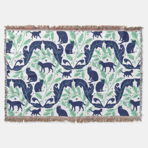 Chinoiserie Blue Mint Black Cat-Whimsical Decke