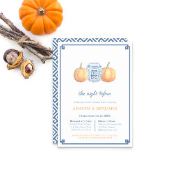 Chinoiserie Blue & Orange Pumpkin Probe Dinner Einladung