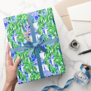 Chinoiserie Blue Pagodas Geschenkpapier