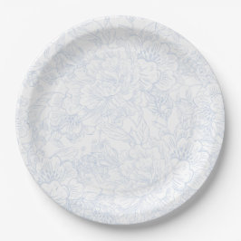 Chinoiserie Blue Peony Wedding Pappteller