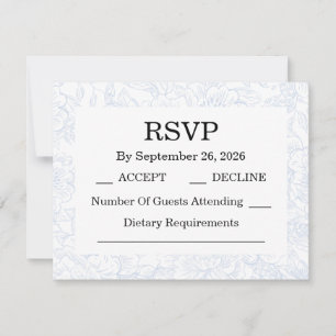 Chinoiserie Blue Peony Wedding RSVP Cards Karte