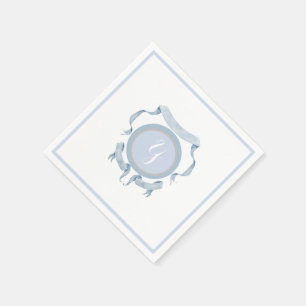 Chinoiserie Blue Ribbons Logo-Wappen Serviette