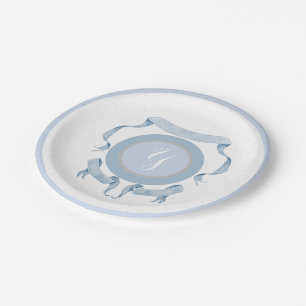 Chinoiserie Blue Ribbons Wappen Shield Pappteller