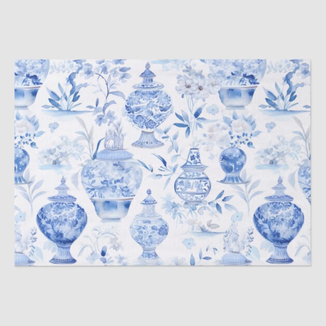 Chinoiserie Blue Tissue Paper Seidenpapier (Vorderseite)