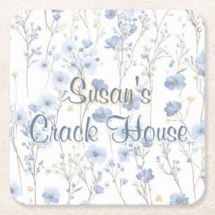 Chinoiserie Blue Toile Pfau Custom Mahjong Rechteckiger Pappuntersetzer
