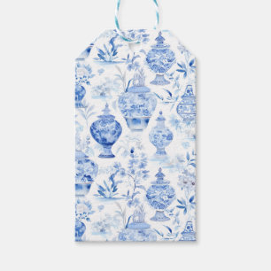 Chinoiserie Blue Vase-Geschenk-Tag Geschenkanhänger