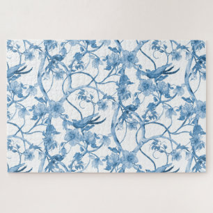 Chinoiserie Blue White Bird Blumenzwiebeln Asiatis Puzzle