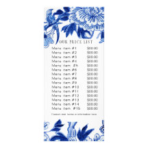 Chinoiserie Blue White Business Price List