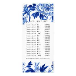 Chinoiserie Blue White Business Price List Werbekarte