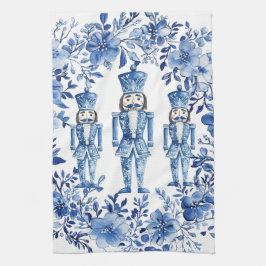 Chinoiserie Blue White Floral Nutcracker Weihnacht Geschirrtuch