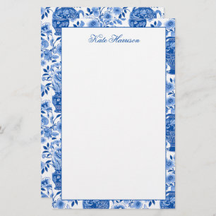 Chinoiserie Blue & White Ginger Jar Floral Vases Briefpapier