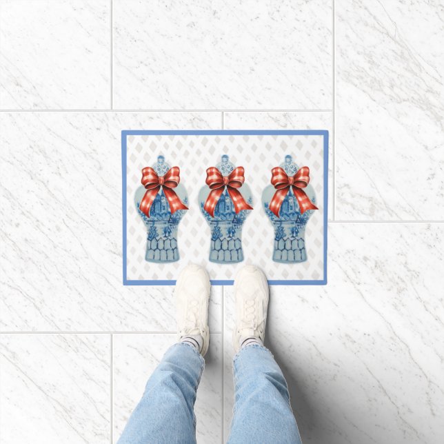 Chinoiserie Blue White Ginger Jar Rug Doormat Fußmatte (Indoor)