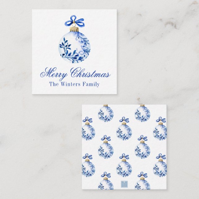 Chinoiserie Blue & White Weihnachtsgeschenk Mitteilungskarte (Vorne/Hinten)