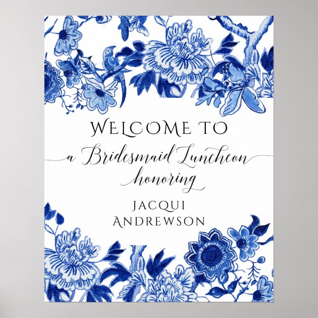 Chinoiserie Blue White Welcome Bridal Luncheon Poster (Vorne)