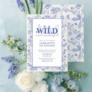 Chinoiserie Blue Wild & Onederful 1. Geburtstag Einladung