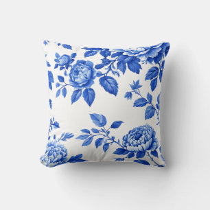 Chinoiserie Blue Willow and White Accent Pillo Kissen