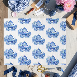 Chinoiserie Blue Willow Pagode Seidenpapier