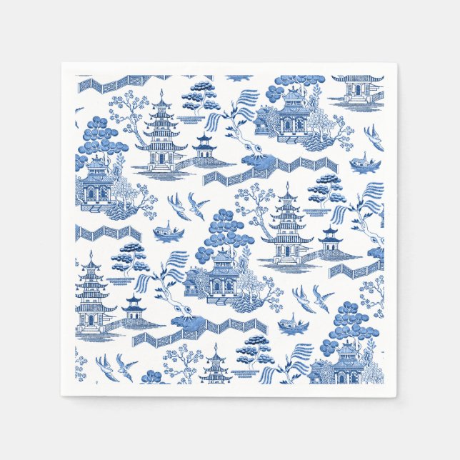 Chinoiserie Blue Willow Serviette (Vorderseite)