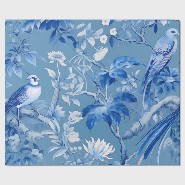 Chinoiserie Blue Wrapping Paper Geschenkpapier (Saum)