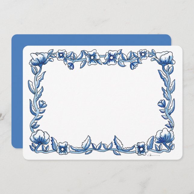 Chinoiserie Blume Border Dankeskarte (Vorne/Hinten)