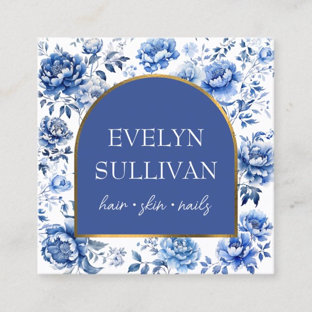 Chinoiserie-Blume Quadratische Visitenkarte (Vorderseite)