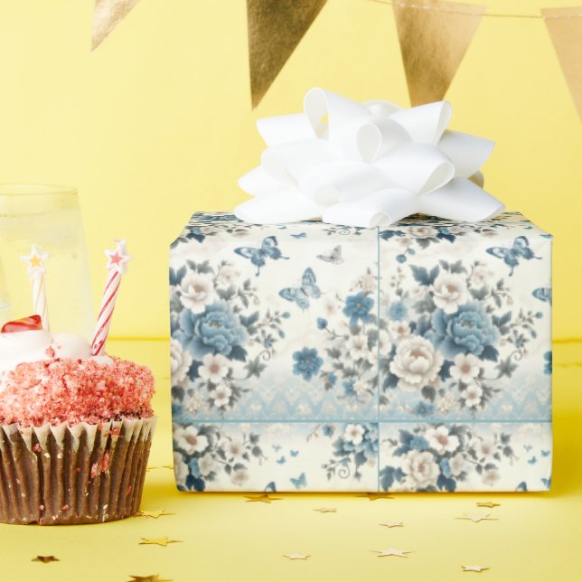 Chinoiserie Blume und Schmetterlinge Geschenkpapier (Geburtstagsparty)