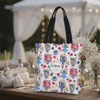 Chinoiserie-Blumen-Hochzeitstasche