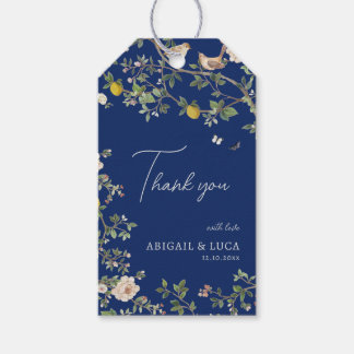Chinoiserie-Blumen-Vögel-Hochzeitseinladung Geschenkanhänger