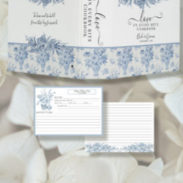 Chinoiserie Blumenblauer und Weißer Bridal Rezept Einladung