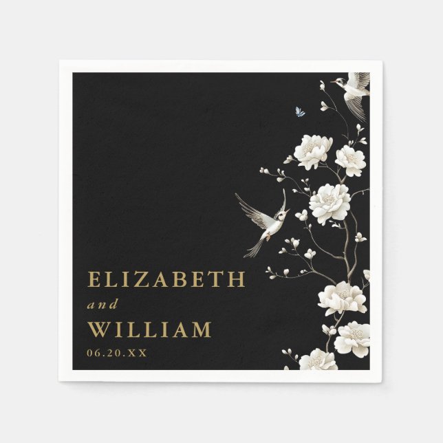 Chinoiserie Blumengarten Hochzeit Serviette (Vorderseite)