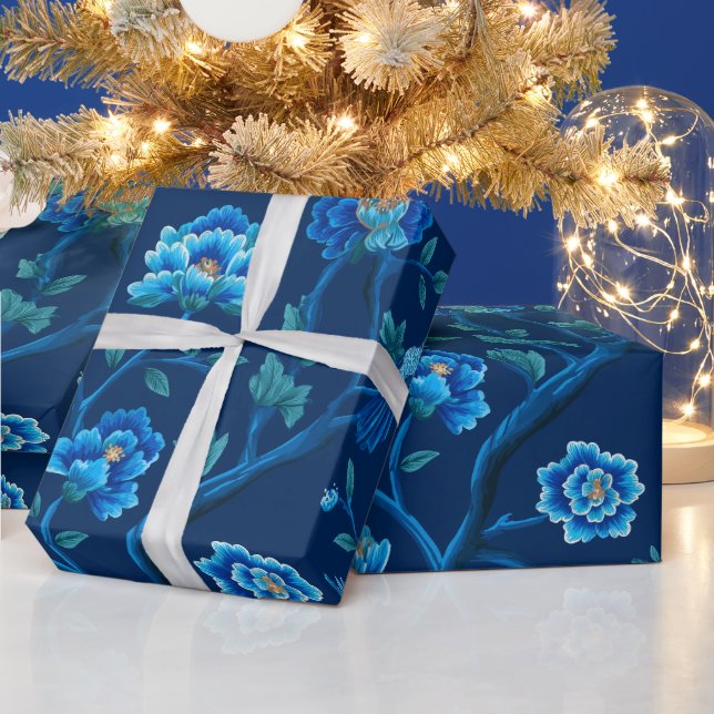Chinoiserie-Blumenmuster Geschenkpapier (Feiertage)