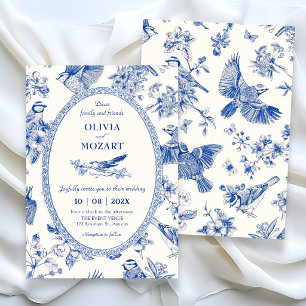 Chinoiserie botanische Blumenvogel-Hochzeit Einladung