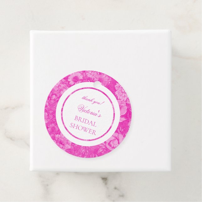 Chinoiserie Bright Pink Floral Brautparty Danke Geschenkanhänger (Beispiel)