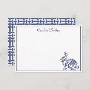 Chinoiserie Bunny Rabbit Personalisierte Mitteilun Dankeskarte