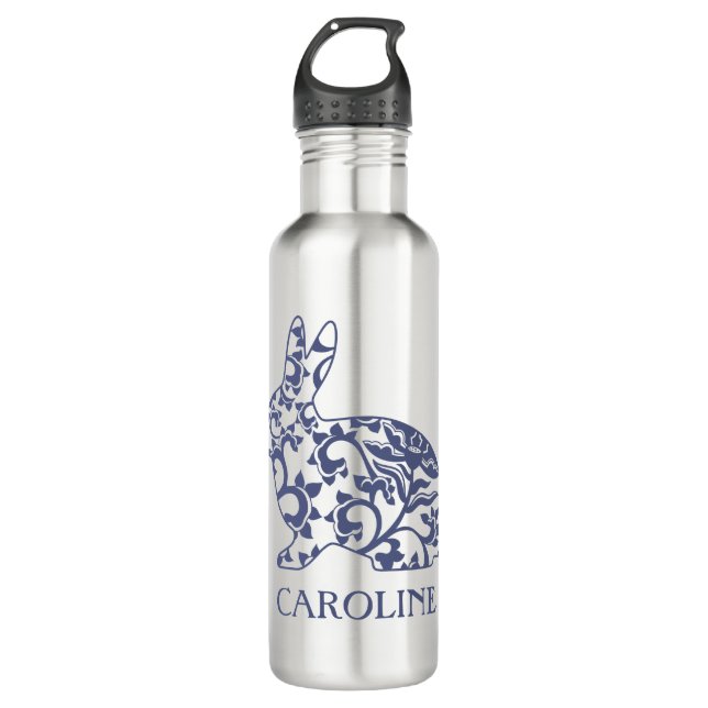 Chinoiserie Bunny Rabbit Wasserflasche Edelstahlflasche (Vorderseite)