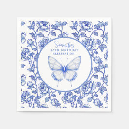 Chinoiserie Butterfly Birthday Plate Serviette