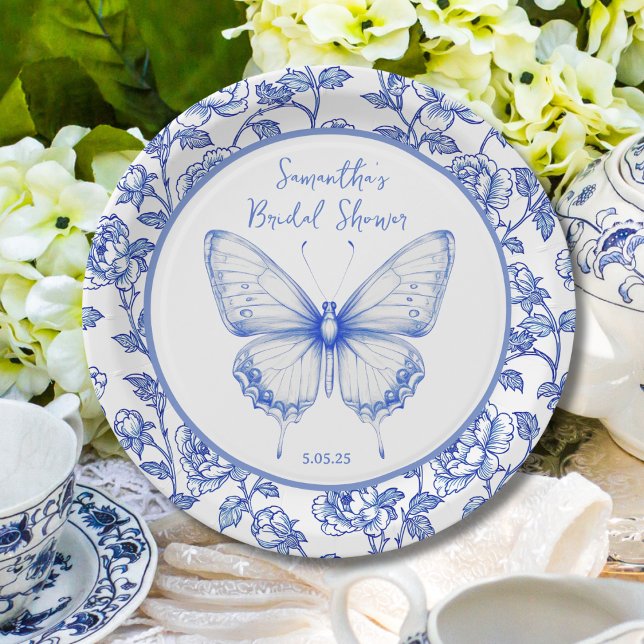 Chinoiserie Butterfly Brautparty Pappteller (Von Creator hochgeladen)