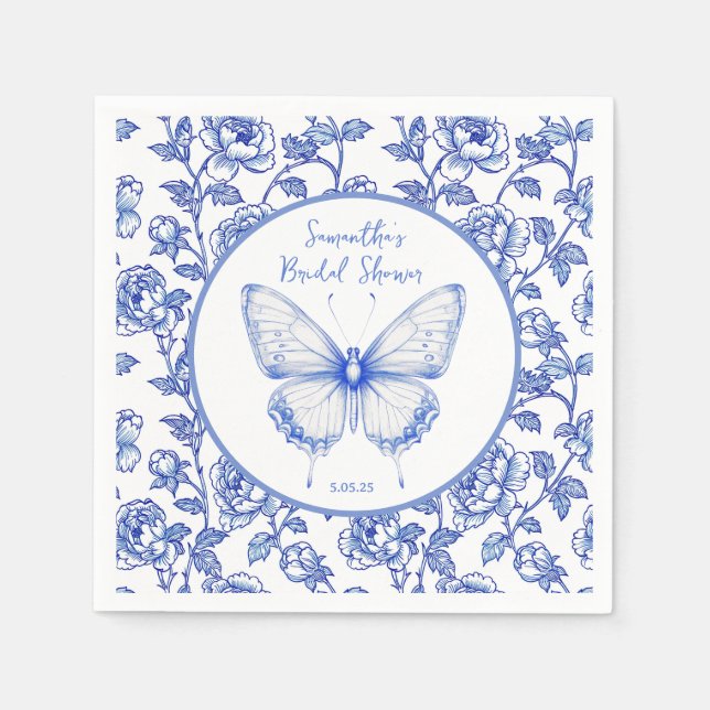 Chinoiserie Butterfly Brautparty Serviette (Vorderseite)