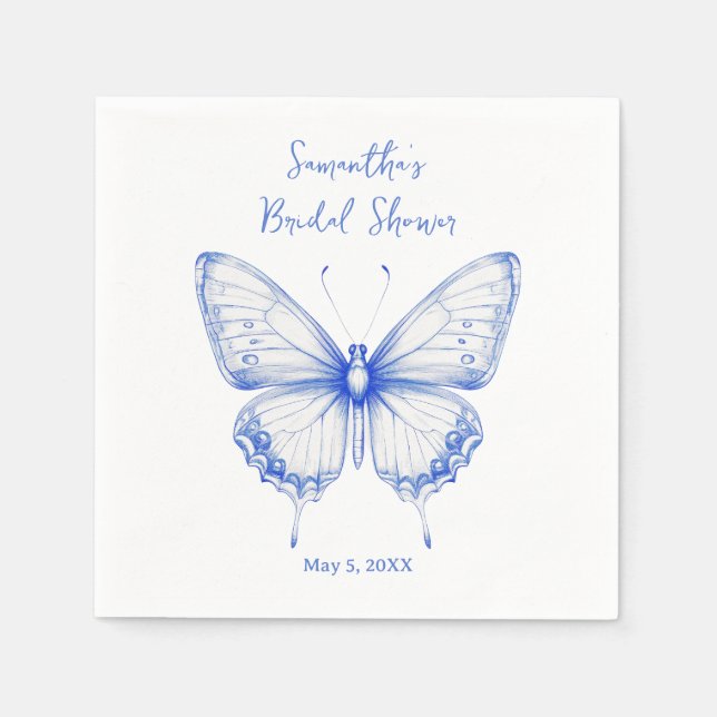 Chinoiserie Butterfly Brautparty Serviette (Vorderseite)