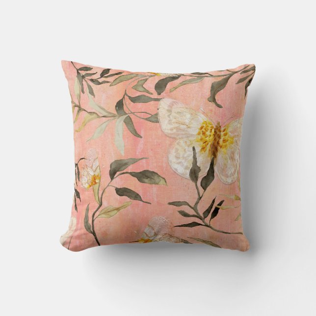 Chinoiserie Butterfly Modern Marbella Eucalyptus T Kissen (Vorderseite)