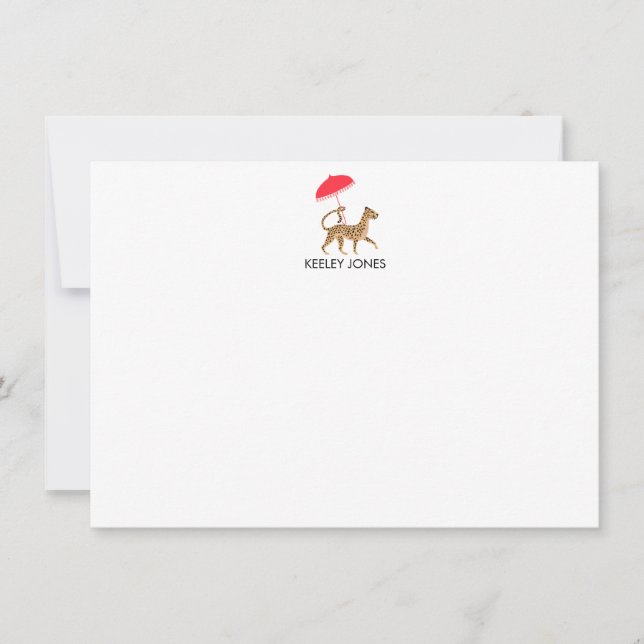 Chinoiserie Cheetah Personalisiert Flat Note Card Mitteilungskarte (Vorderseite)
