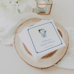 Chinoiserie Chic Blaue Grüne Hochzeitsdusche Party Serviette