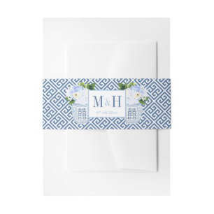 Chinoiserie Chic Blue and White Water color Weddin Einladungsbanderole
