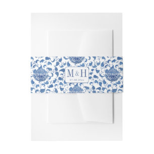 Chinoiserie Chic Blue and White Wedding Einladungsbanderole