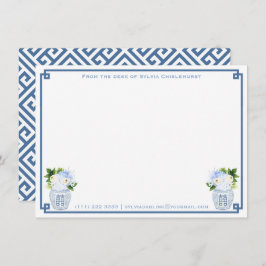 Chinoiserie Chic Blue Green Personalisierter griec Dankeskarte