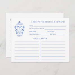 Chinoiserie Chic Blue White Monogram Rezept Card Einladung