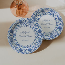 Chinoiserie Chic Blue & White Print Brautparty Pappteller