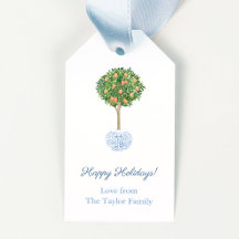 Chinoiserie Chic Citrus Orange Tree Happy Holidays