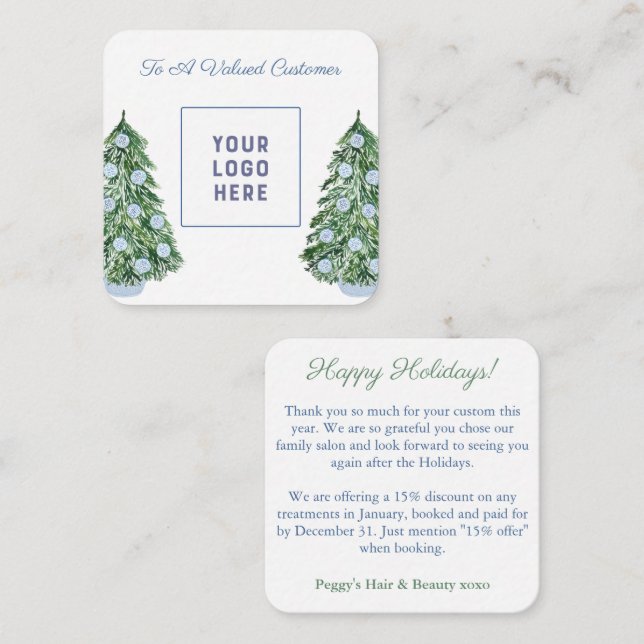 Chinoiserie Chic Company Logo Frohe Weihnachten Mitteilungskarte (Vorne/Hinten)